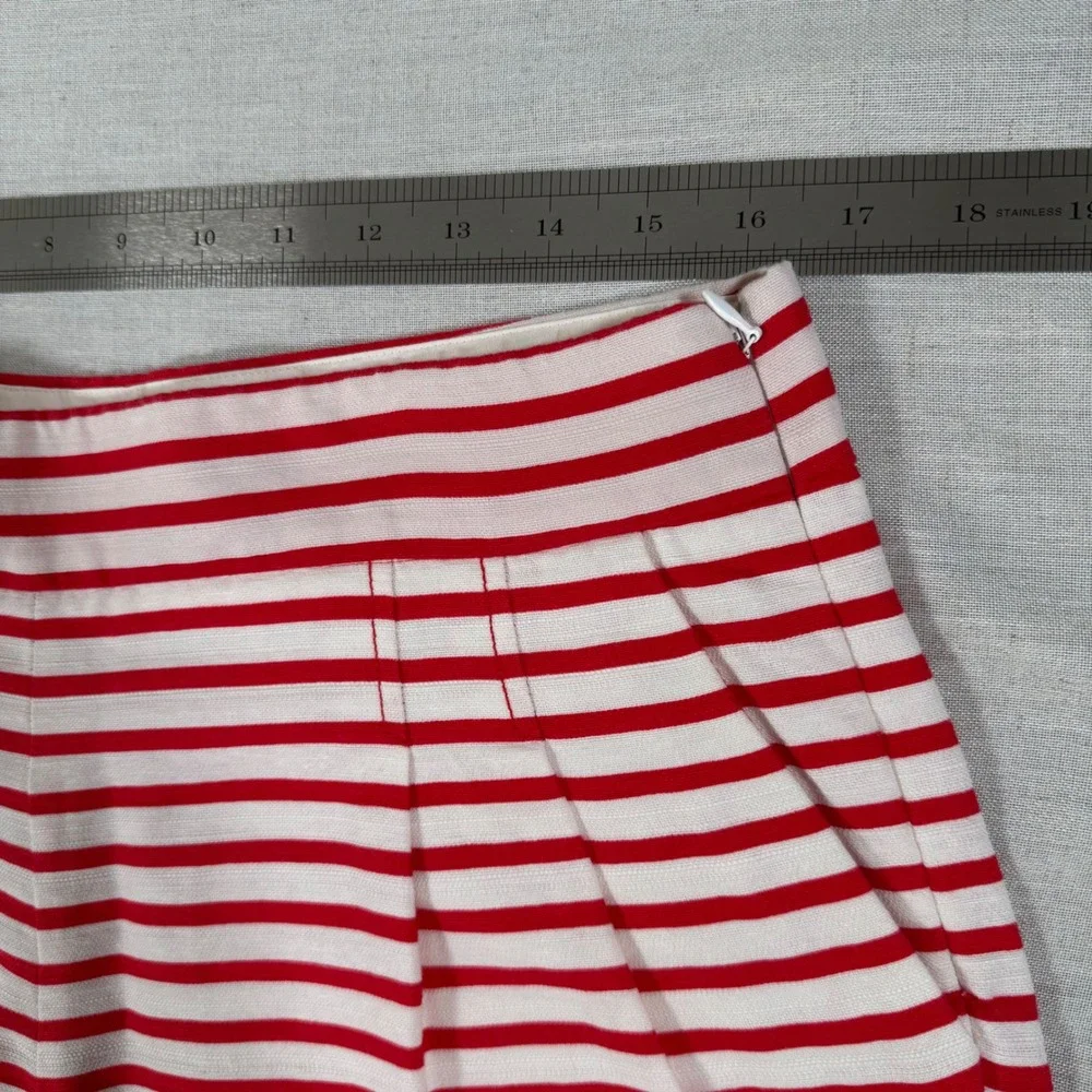 J.Crew Womens Size 10 Red White Striped Cotton Linen Shorts Nautical 46966‎